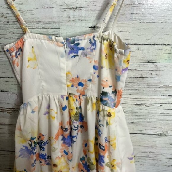 Do & be floral white yellow mini dress tulle skirt size small - Picture 5 of 6